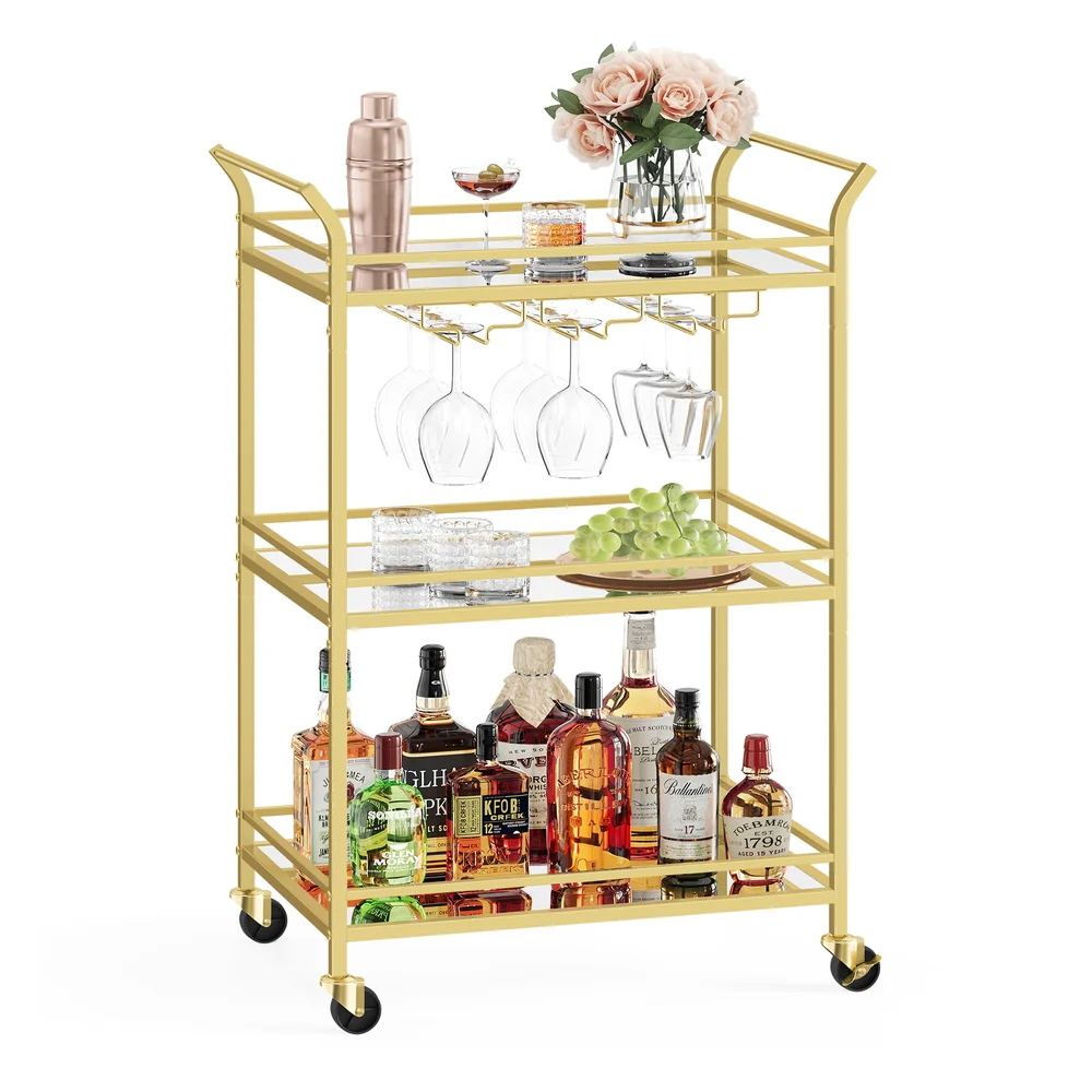 Small Bar Cart with 3-Tier Shelf