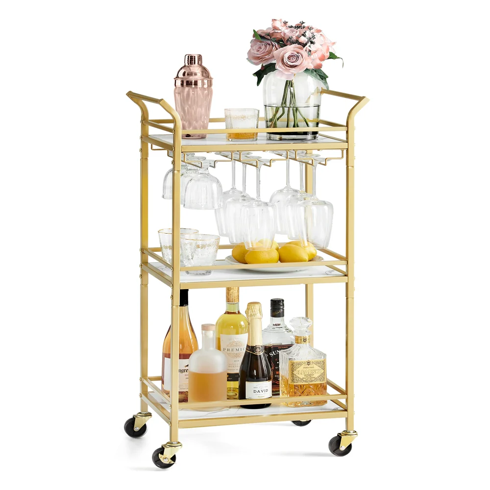 Small Bar Cart with 3-Tier Shelf
