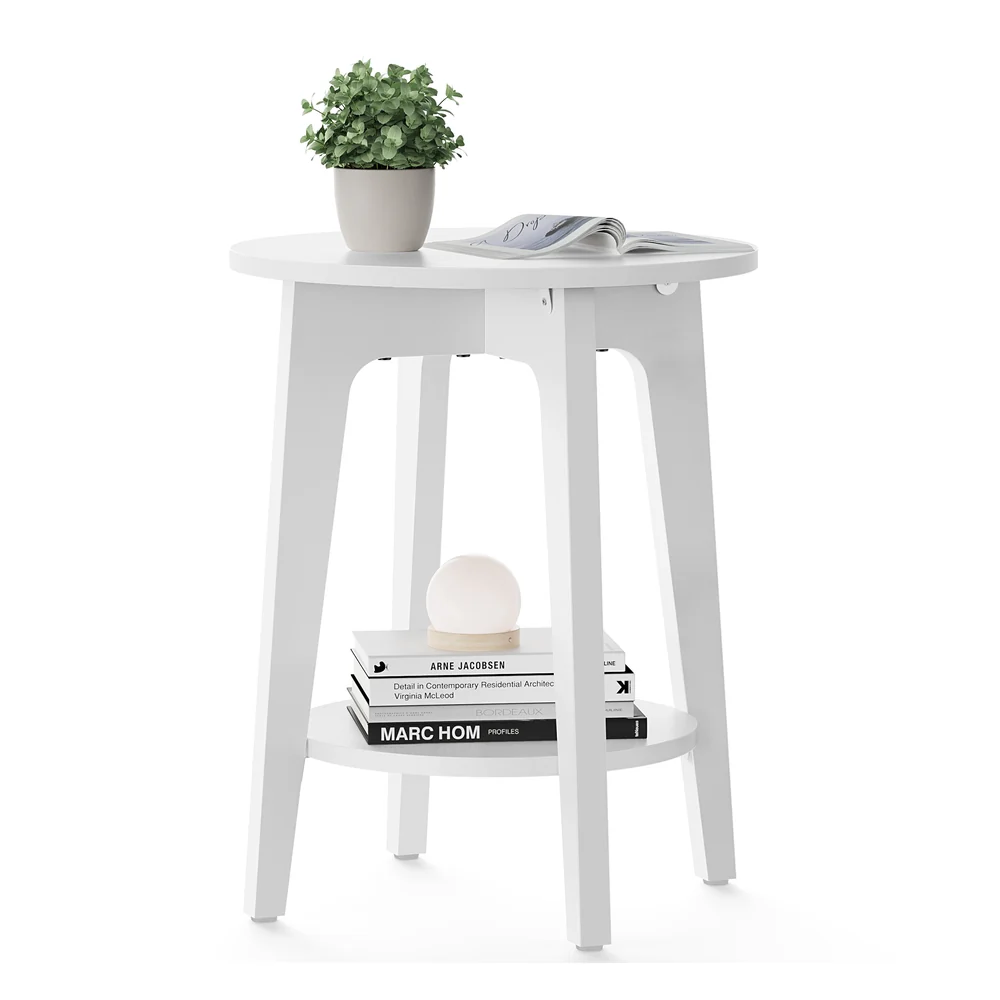 Maezo Collection - Small Round End Table with Lower Shelf