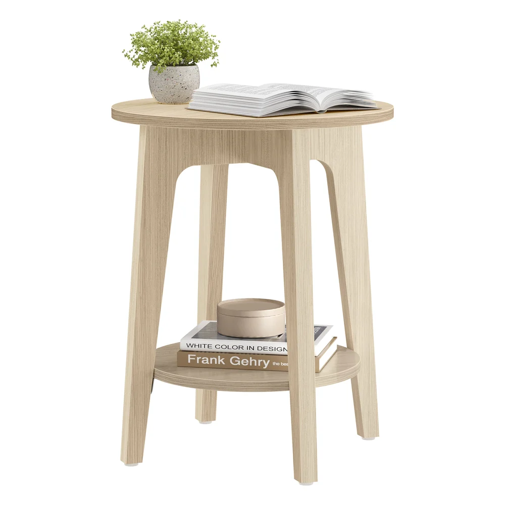 Maezo Collection - Small Round End Table with Lower Shelf - Image 2