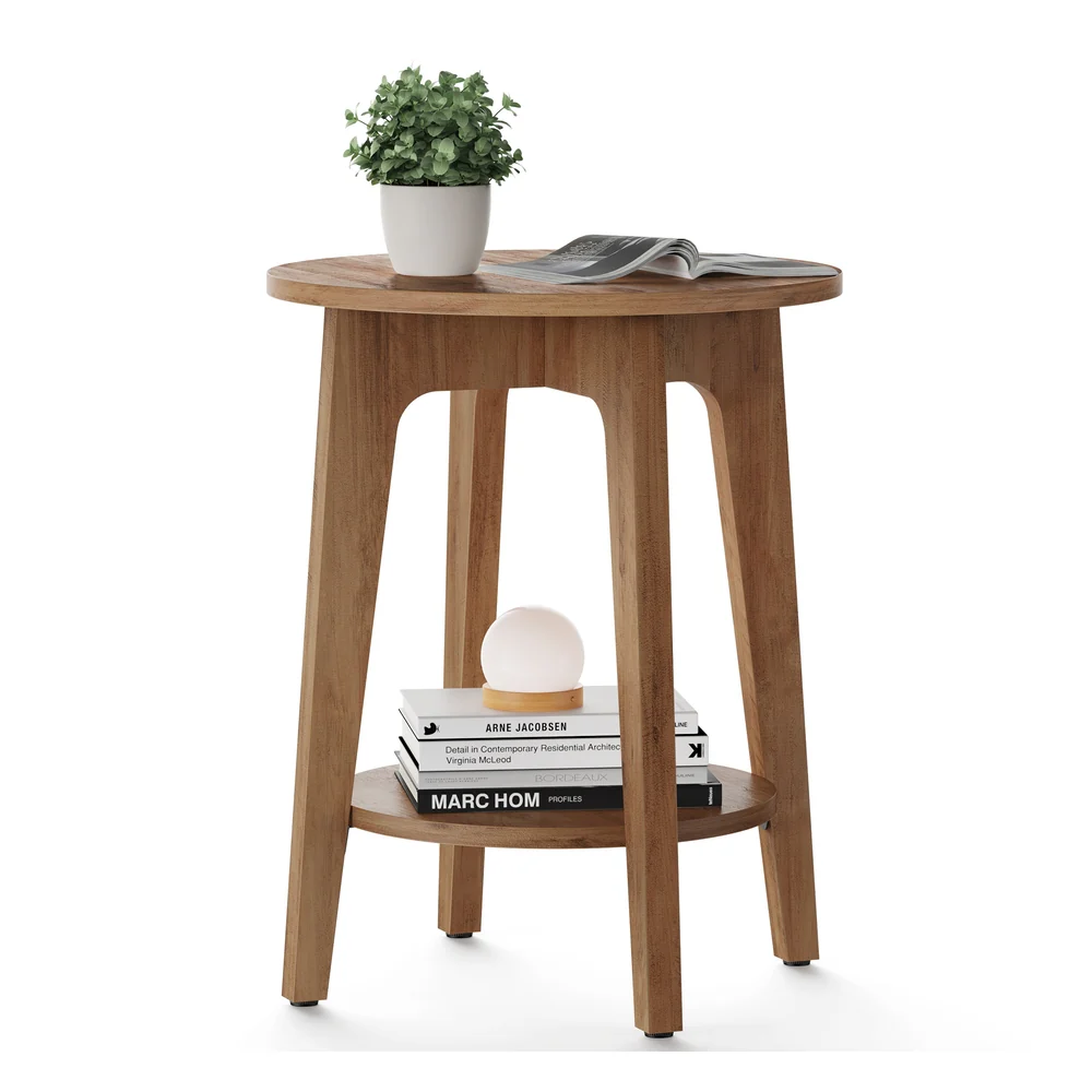 Maezo Collection - Small Round End Table with Lower Shelf - Image 3