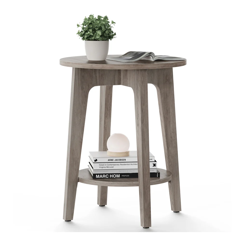 Maezo Collection - Small Round End Table with Lower Shelf - Image 4