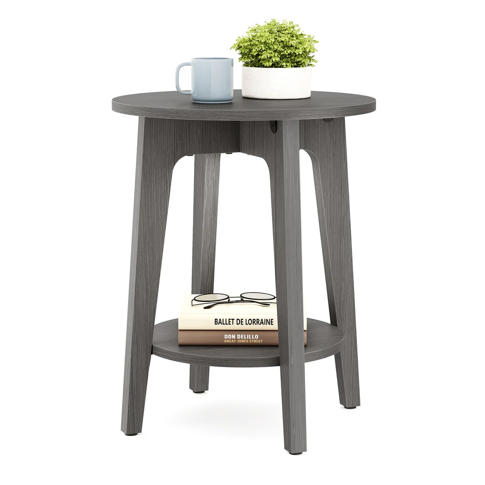 Maezo Collection - Small Round End Table with Lower Shelf - Image 6