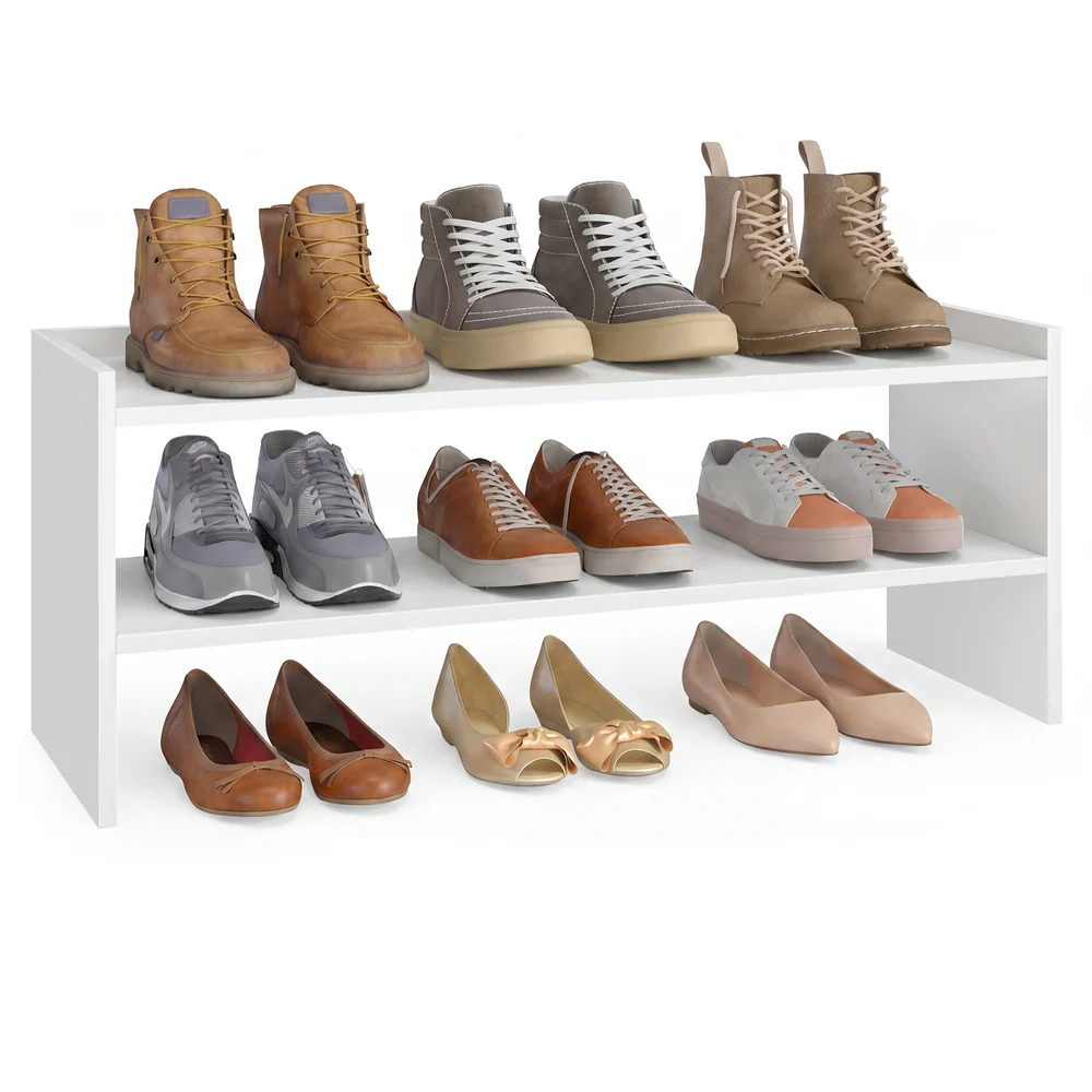 Stackable shoe rack shelf for closet or entryway
