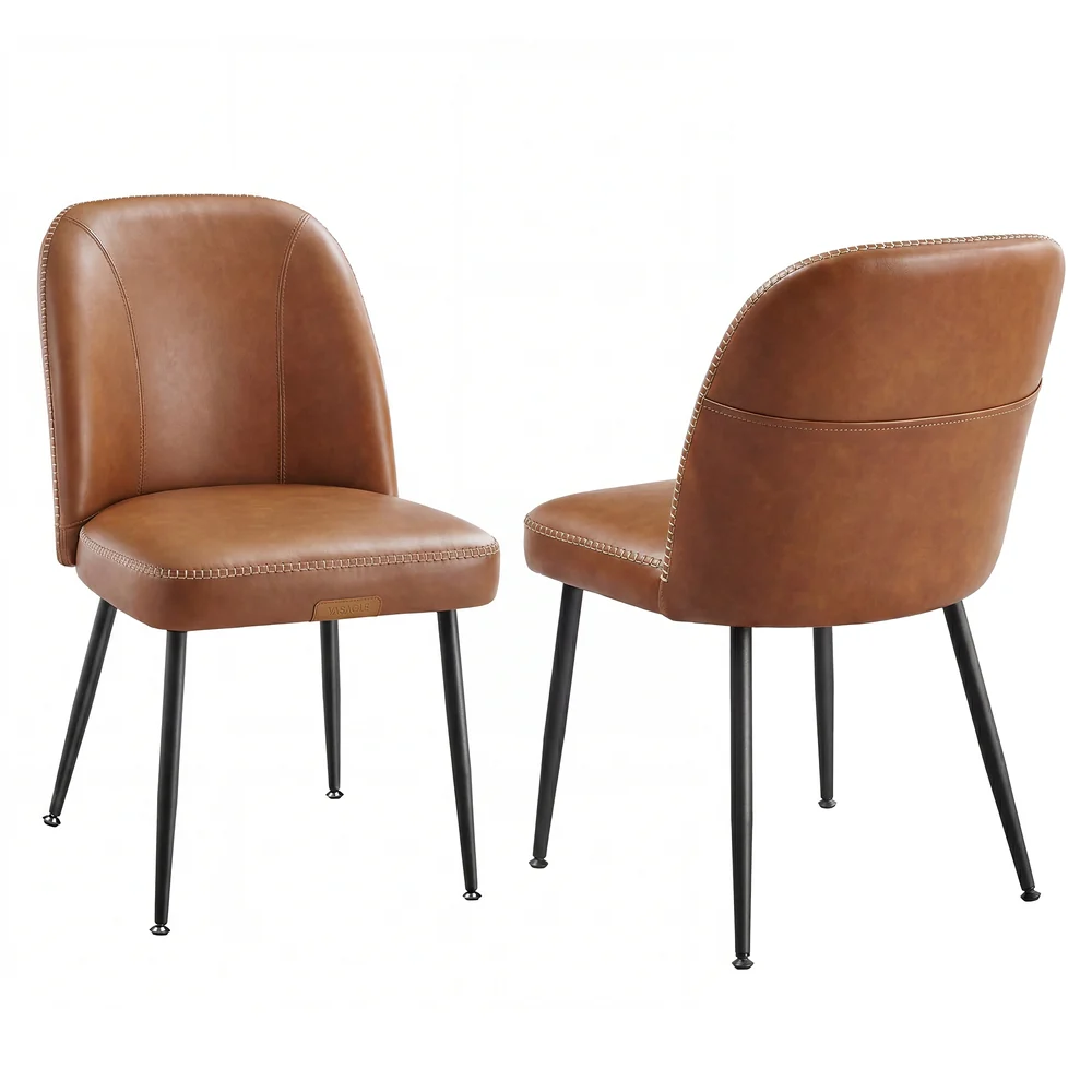 Synthetic leather dining chair with storage pocket - Image 2
