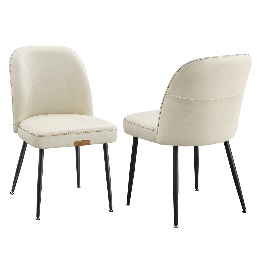 Synthetic leather dining chair with storage pocket - Image 3