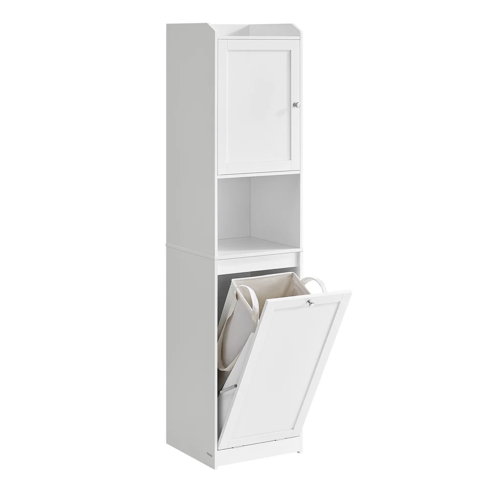 Tall Bathroom Cabinet with Laundry Basket