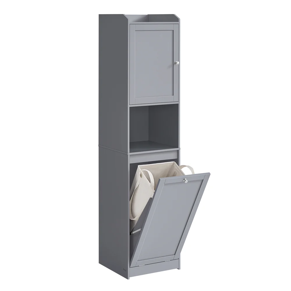 Tall Bathroom Cabinet with Laundry Basket - Image 2
