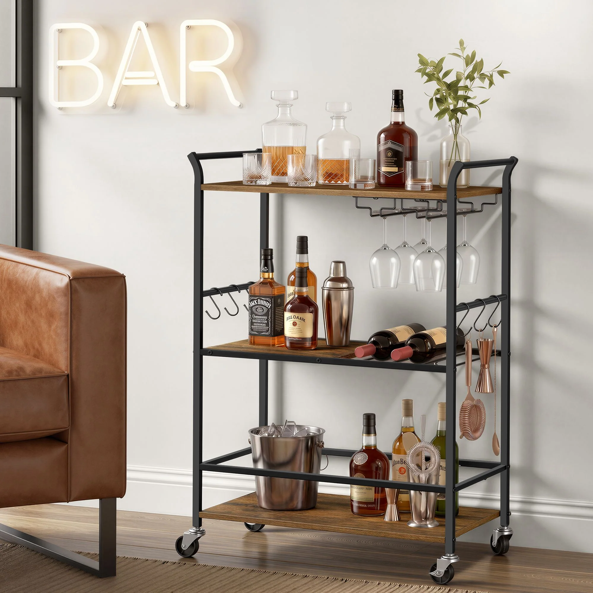 VASAGLE 3-Tier Bar Cart - Image 2