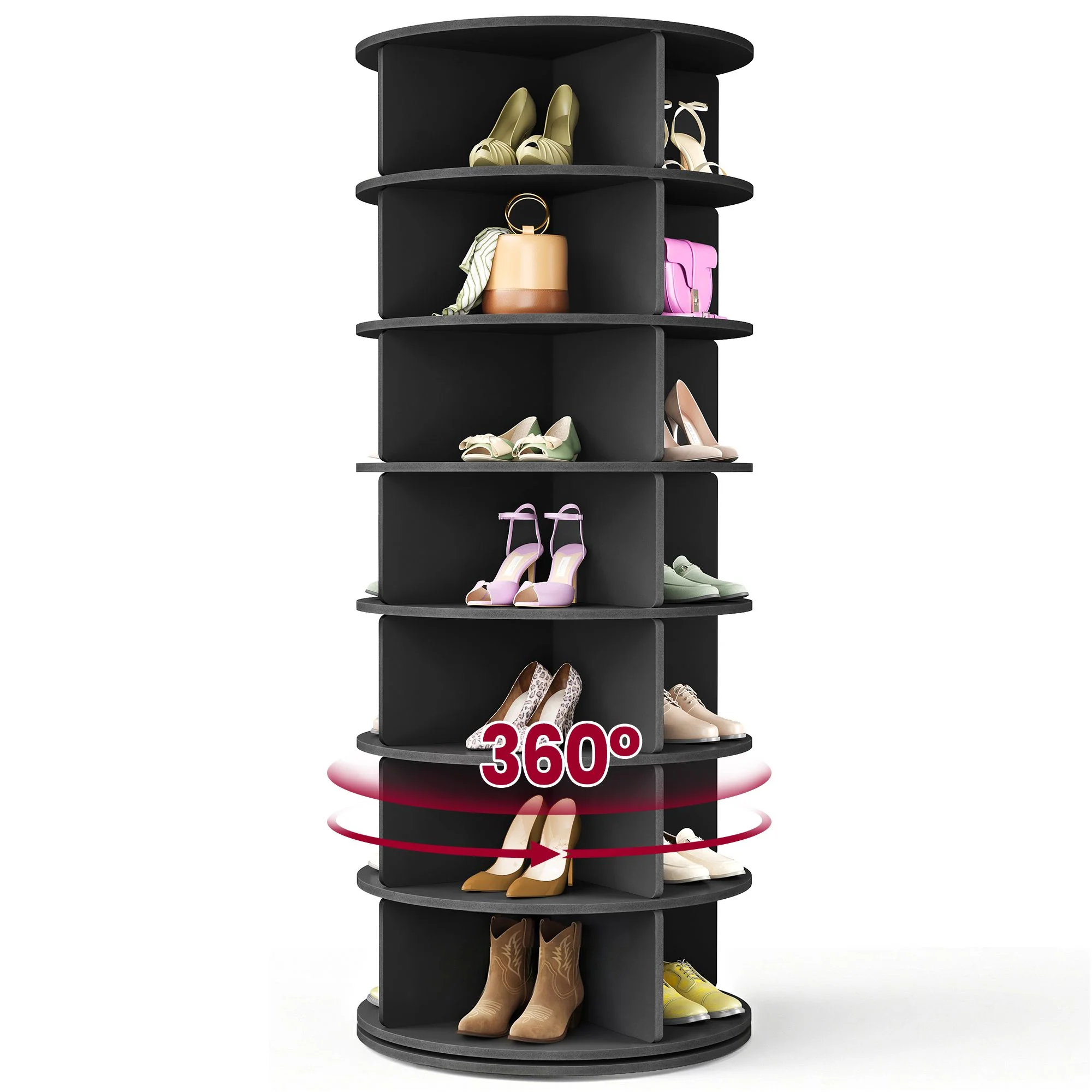 Free standing rotating shoe rack tower for closet or small spaces - Image 2