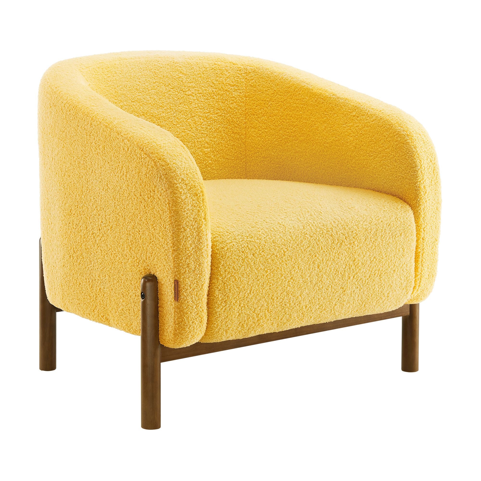 VASAGLE Accent Barrel Chair, Fleece Armchair with Solid Wood Legs
