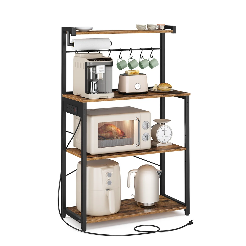 VASAGLE BARNET Collection - Kitchen Bakers Rack with Power Outlet