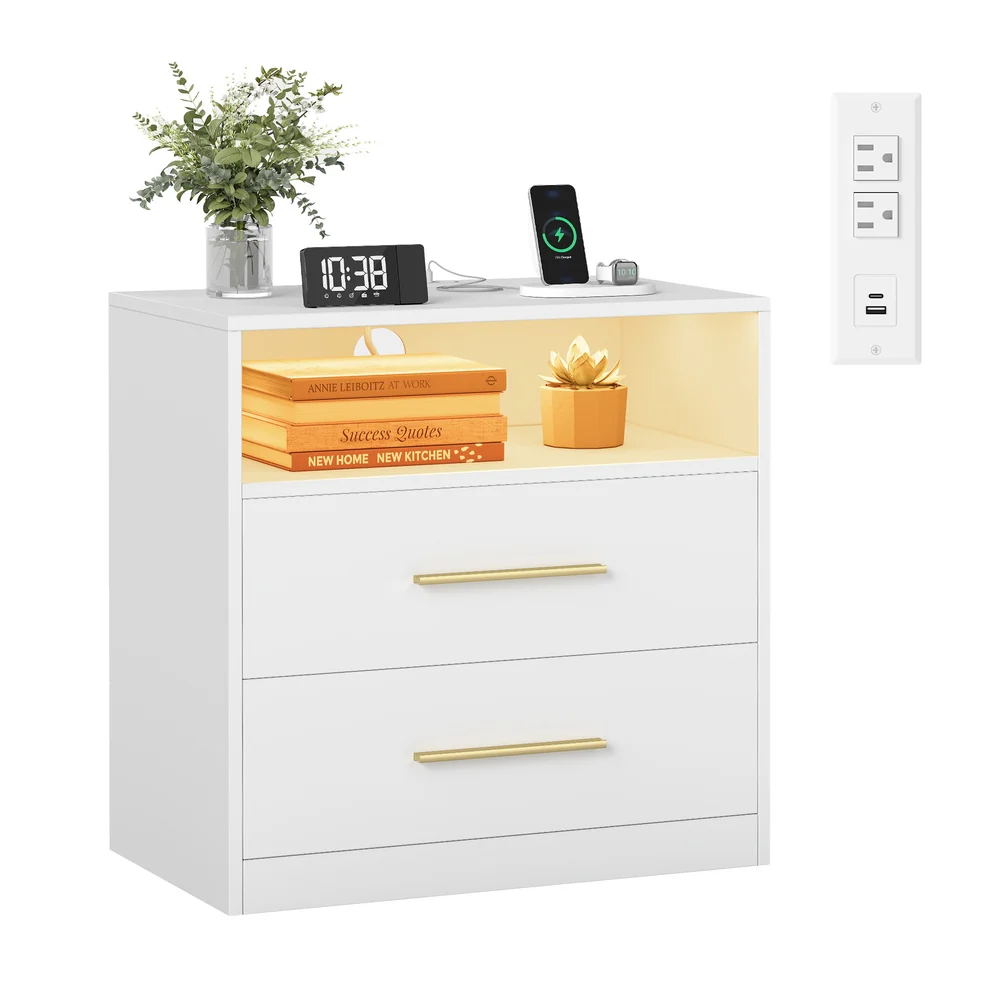 CUSTOS Collection - Nightstand with Charging Station, LED Lights - Image 3