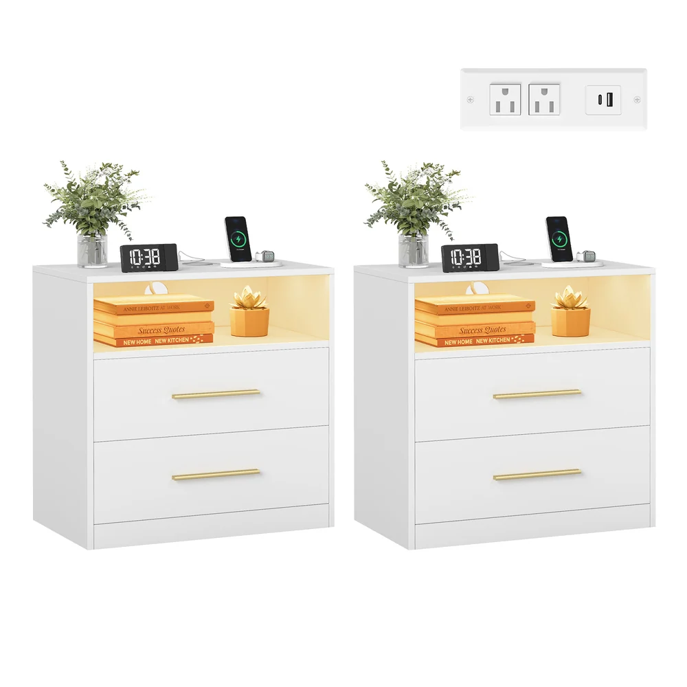 CUSTOS Collection - Nightstand with Charging Station, LED Lights - Image 4