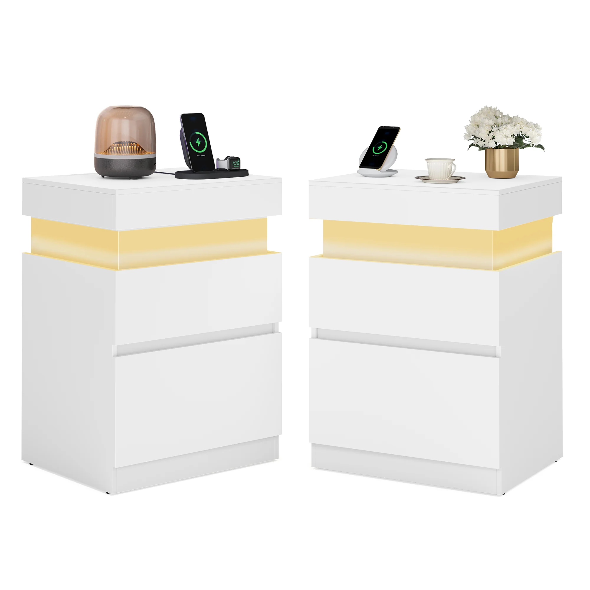 KAILYN Collection - Nightstand with Power Outlets, Sliding Lid - Image 4