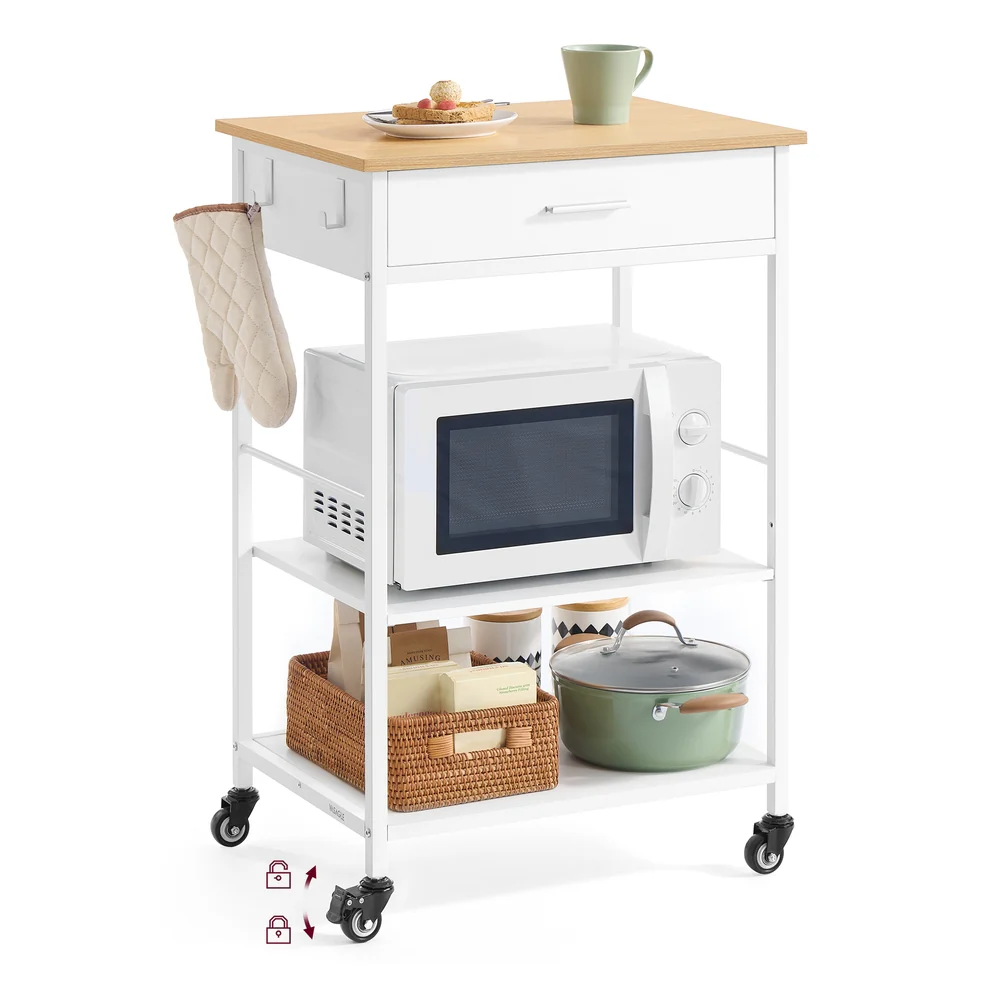 VASAGLE Kitchen Rolling Island, Mobile Kitchen Cart with Storage on Wheels