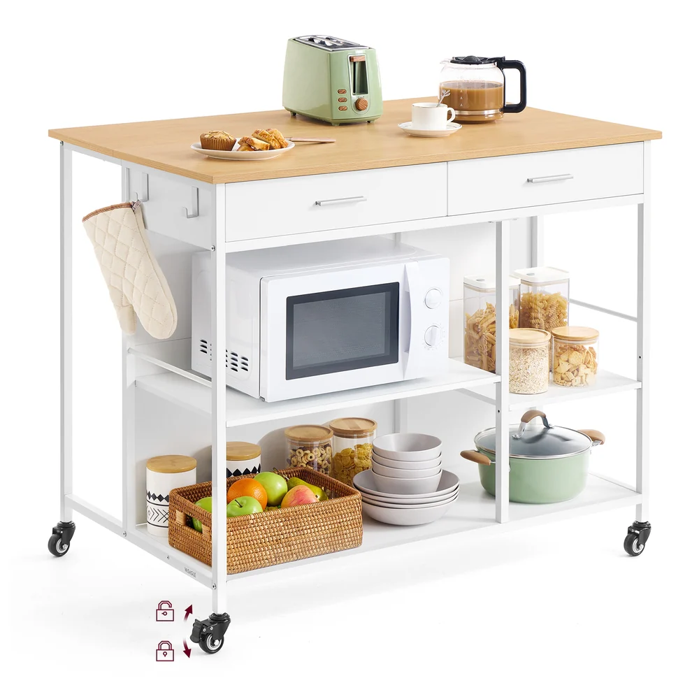 VASAGLE Kitchen Rolling Island, Mobile Kitchen Cart with Storage on Wheels
