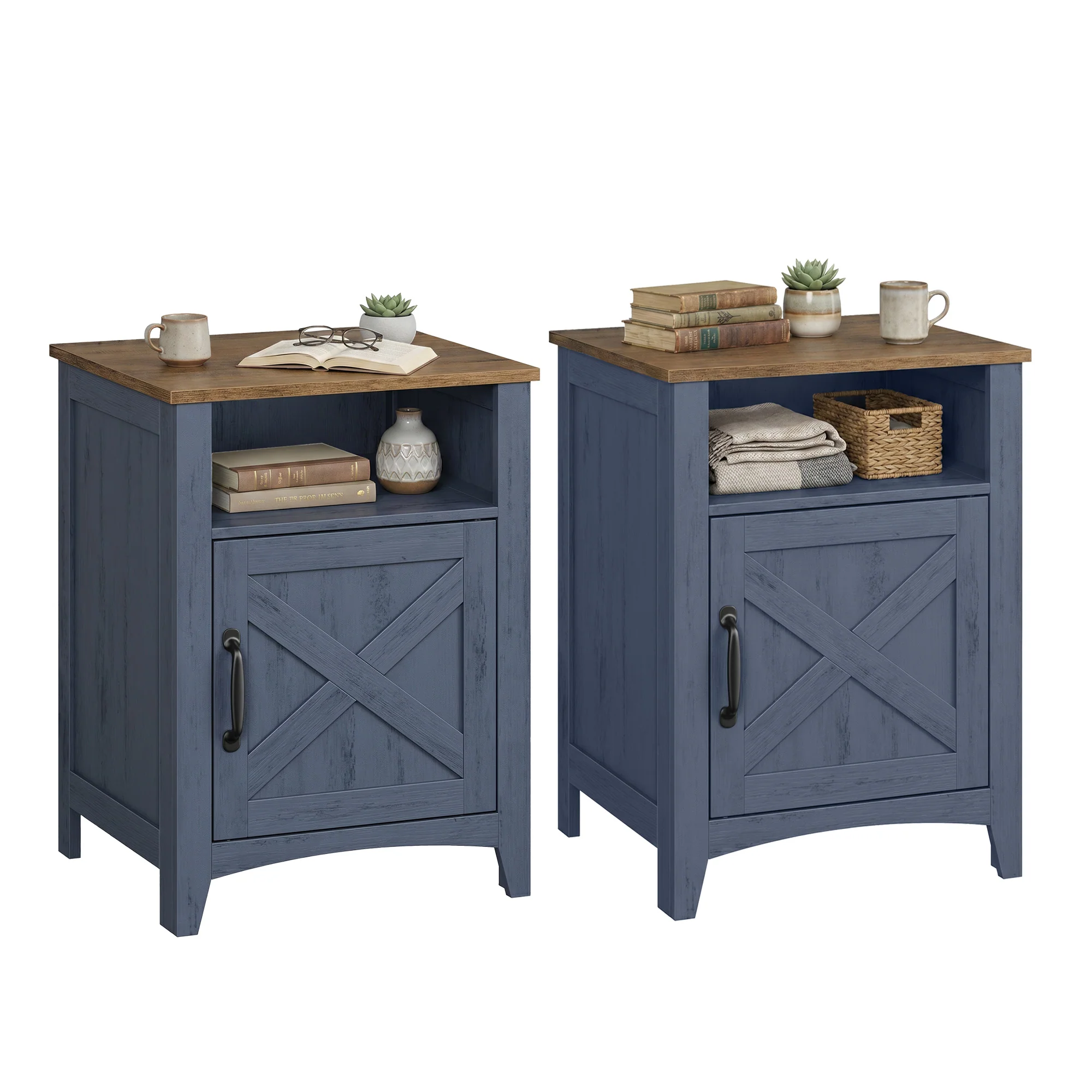 VASAGLE LIRY Collection - Farmhouse Nightstand with Barn Door - Image 2