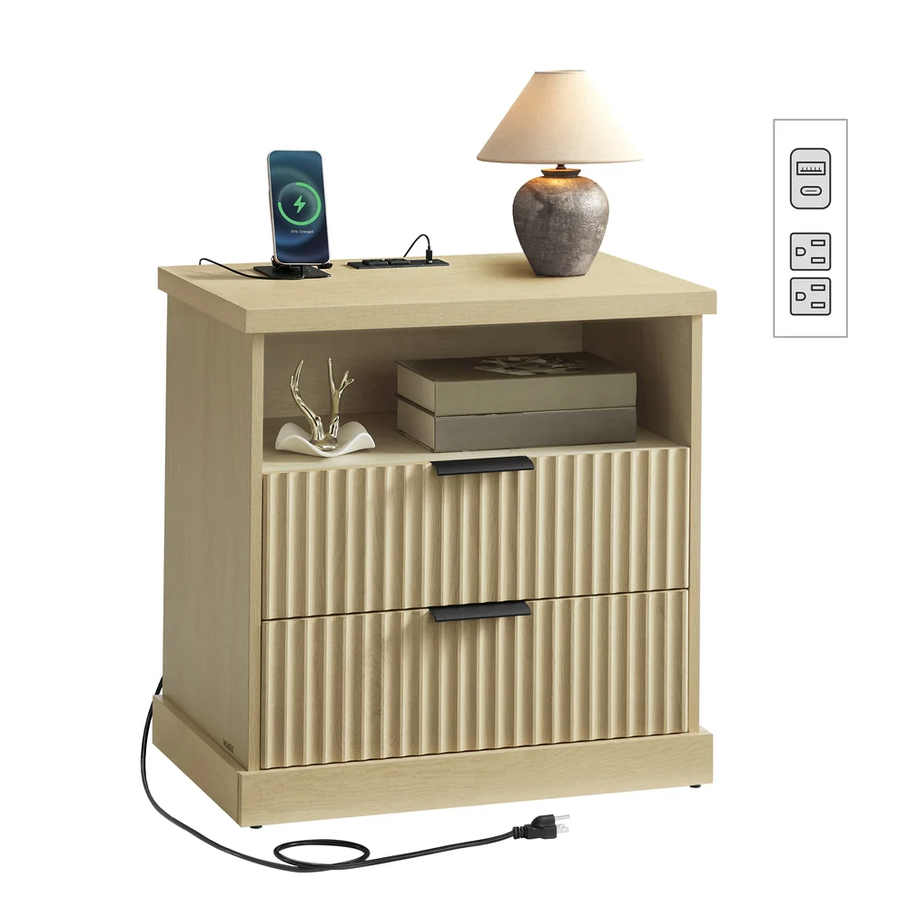 MAXE Collection - Nightstand with Charging Station - Image 2
