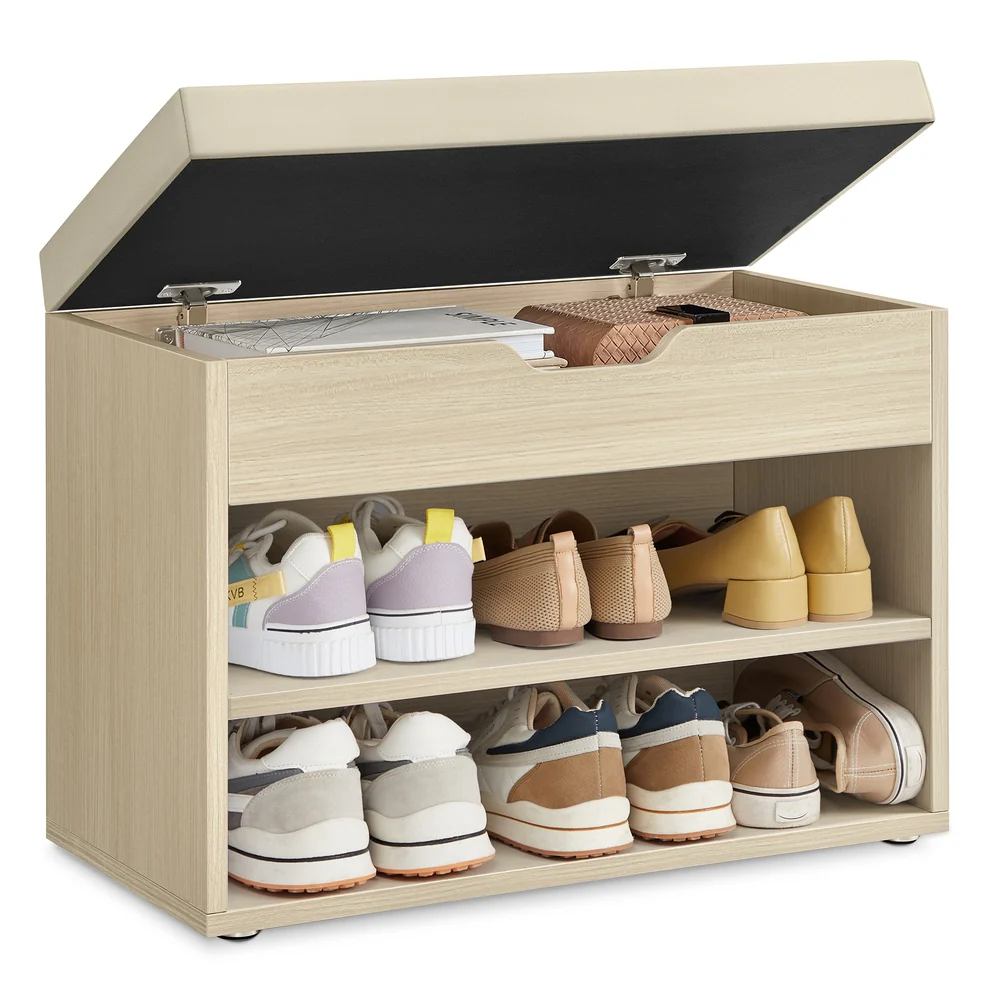 Shoe Bench with 3 Storage Compartments