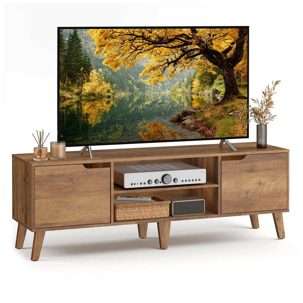 TV Stand for 65-Inch TVs, Entertainment Center with Adjustable Shelf, 58-Inch Long Media Console Table