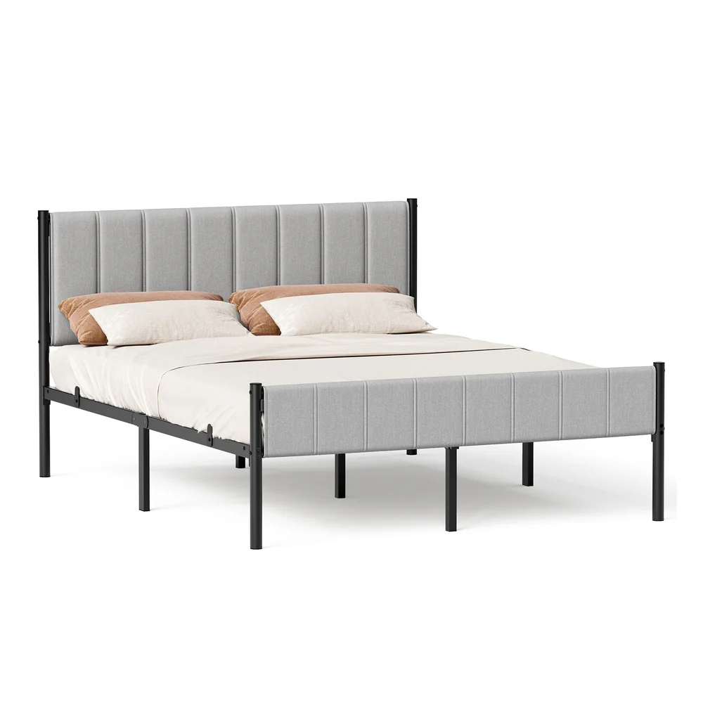 Upholstered metal bed frame with headboard and footboard - Image 2
