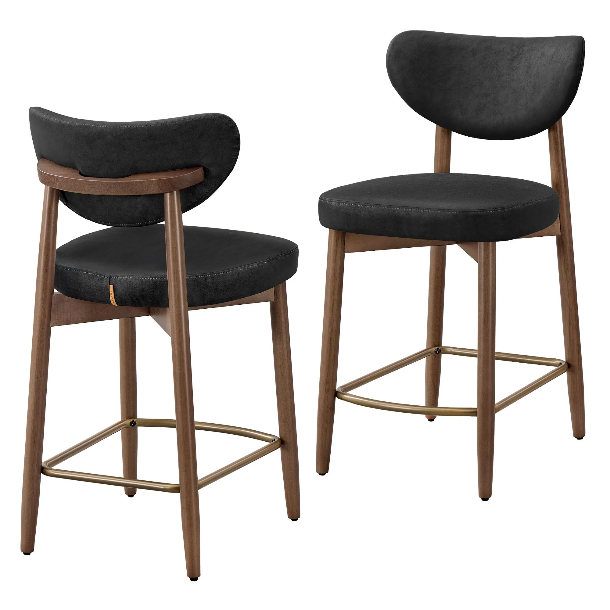 Upholstered wooden bar stool with back for kitchen island