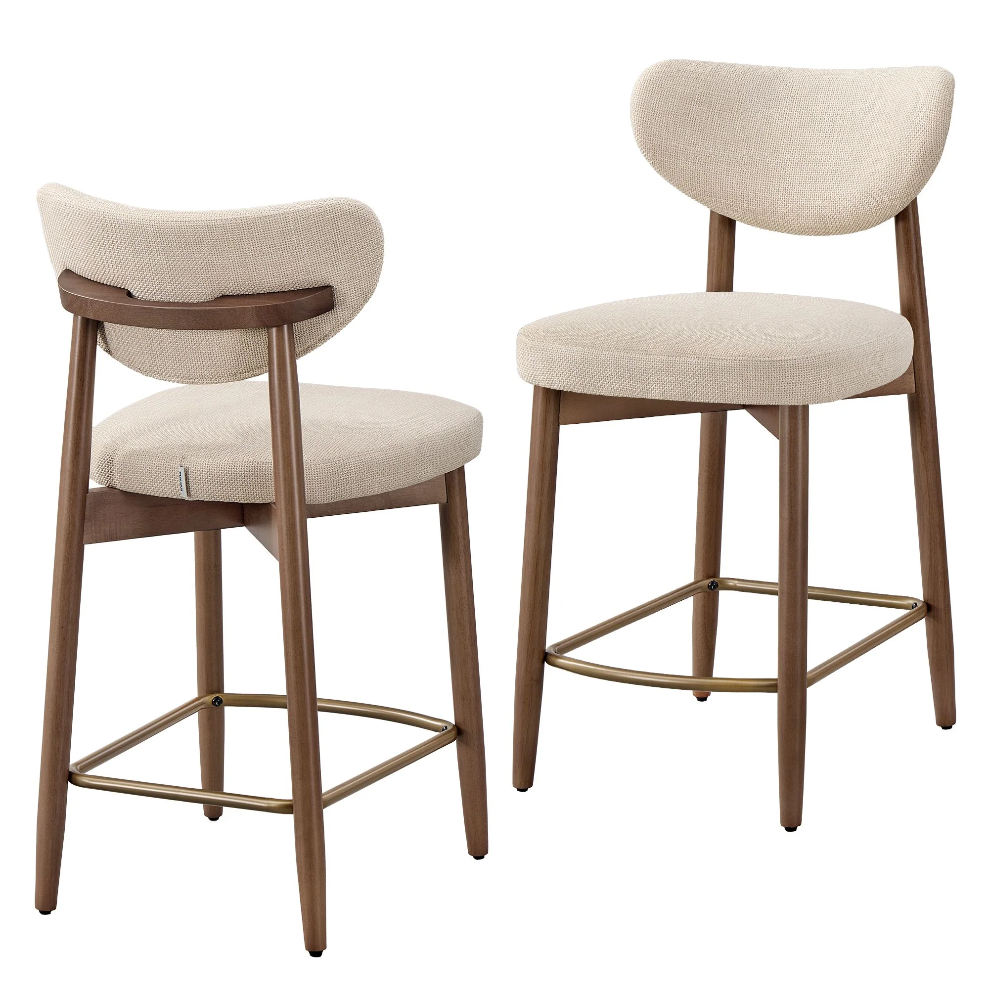 Upholstered wooden bar stool with back for kitchen island - Image 2