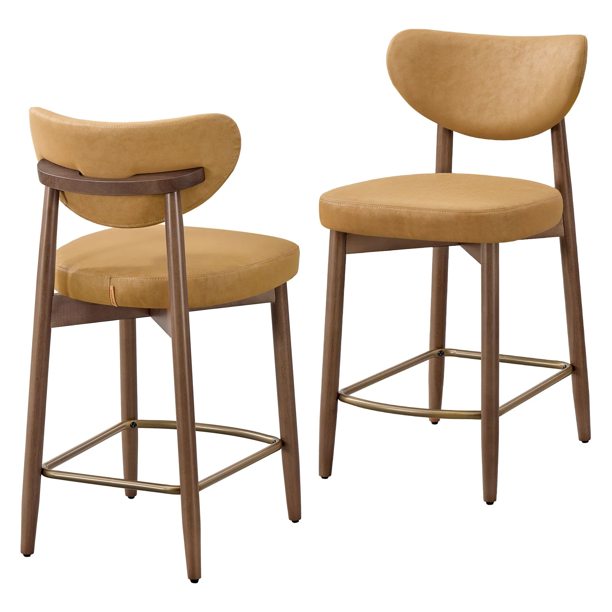 Upholstered wooden bar stool with back for kitchen island - Image 3