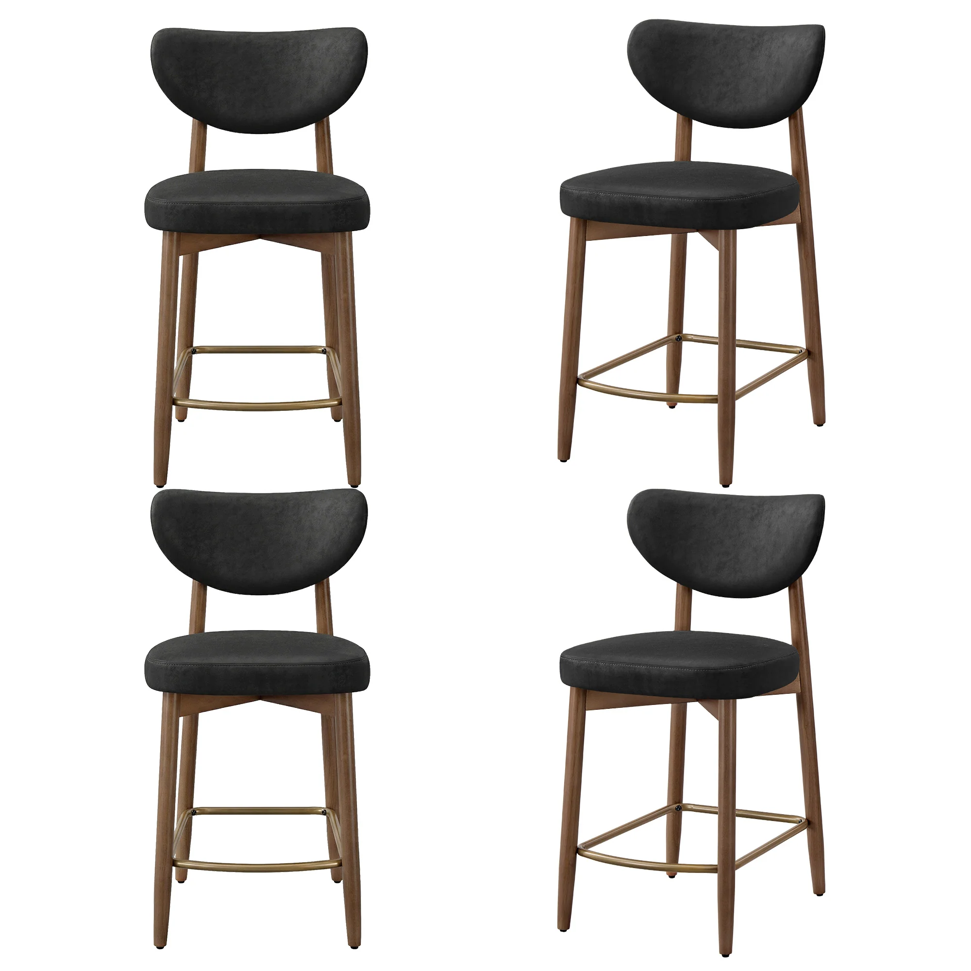 Upholstered wooden bar stool with back for kitchen island - Image 4
