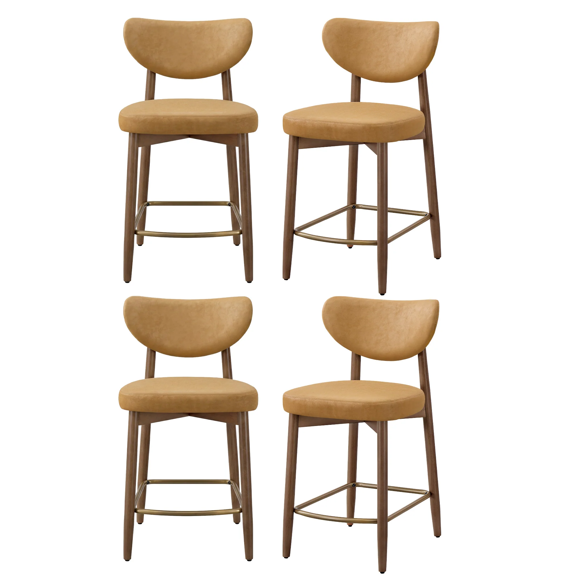 Upholstered wooden bar stool with back for kitchen island - Image 6