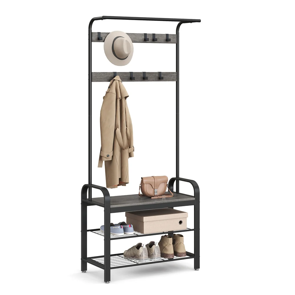 Vintage Coat Rack with Metal Frame - Image 3