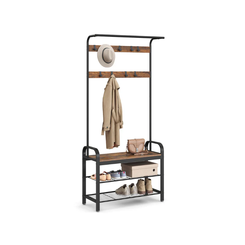 Vintage Coat Rack with Metal Frame - Image 5