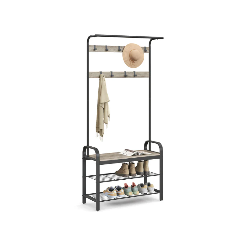 Vintage Coat Rack with Metal Frame - Image 6