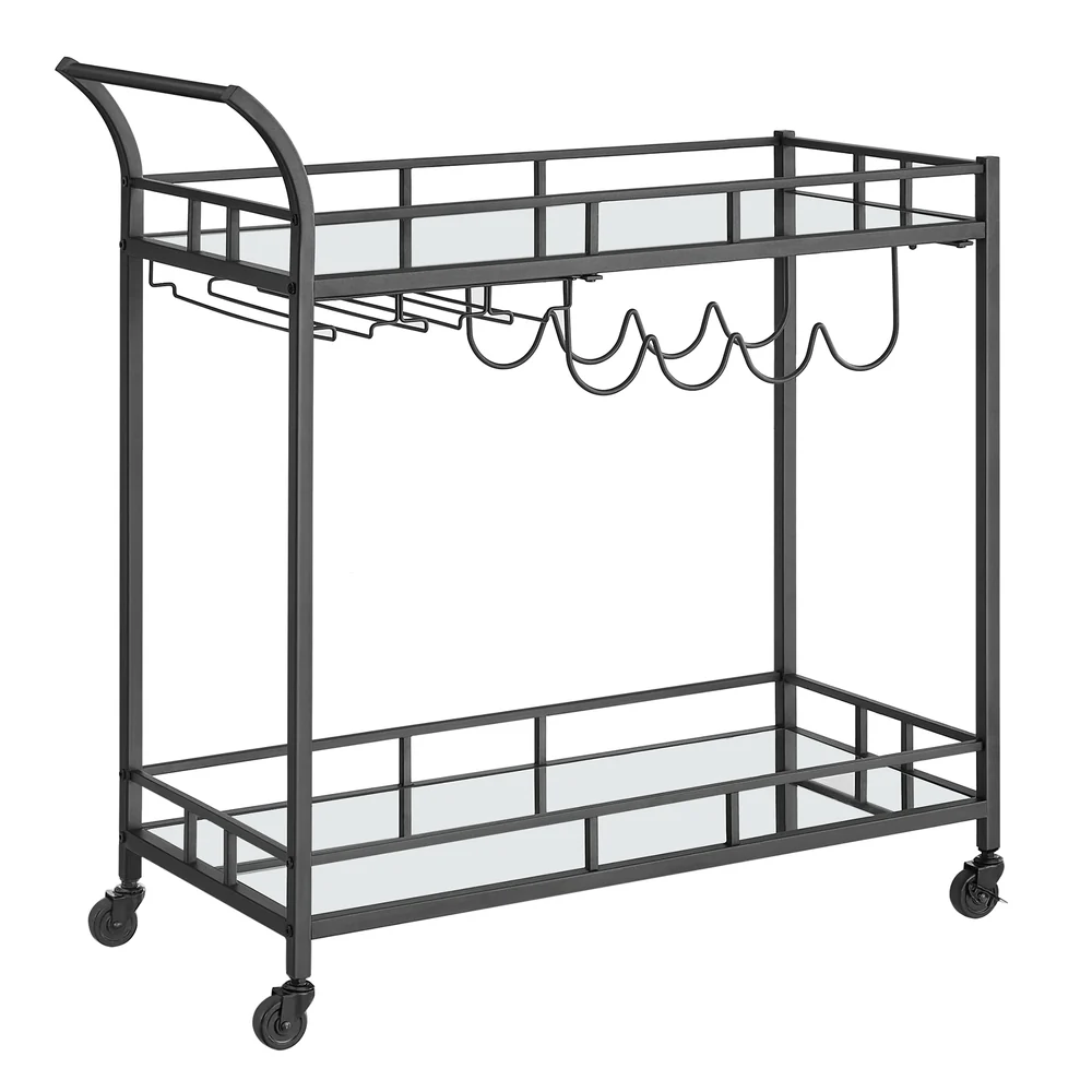 Wine Cart with 2 Mirrored Shelves - Image 5